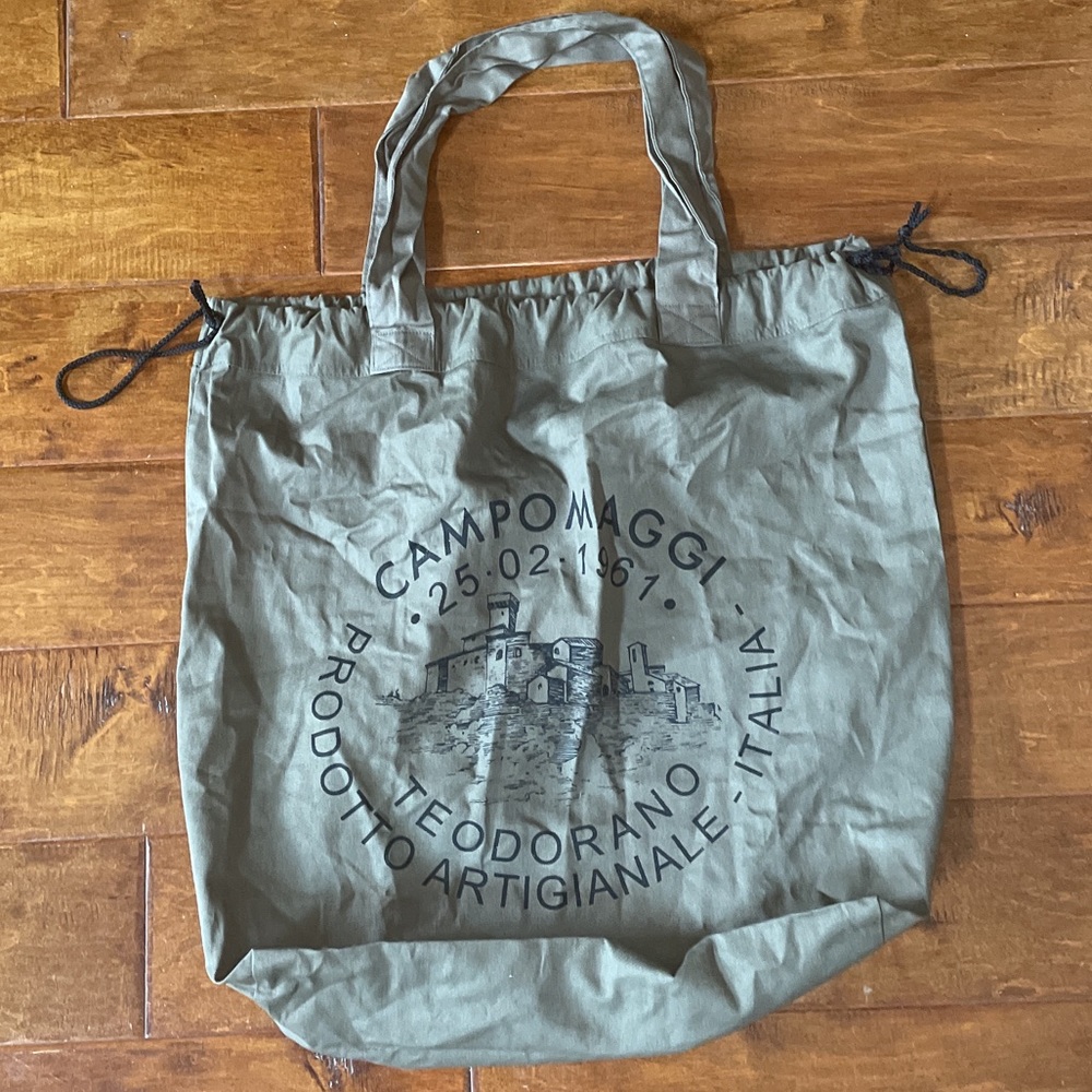 Brand New CAMPOMAGGI Italy Large Olive Dust Drawstring Double Shoulder Bag Tote